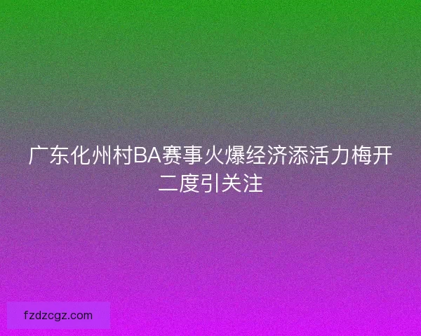 广东化州村BA赛事火爆经济添活力梅开二度引关注